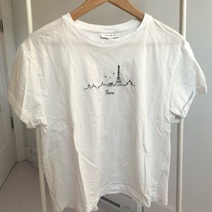 white tshirt with front text
